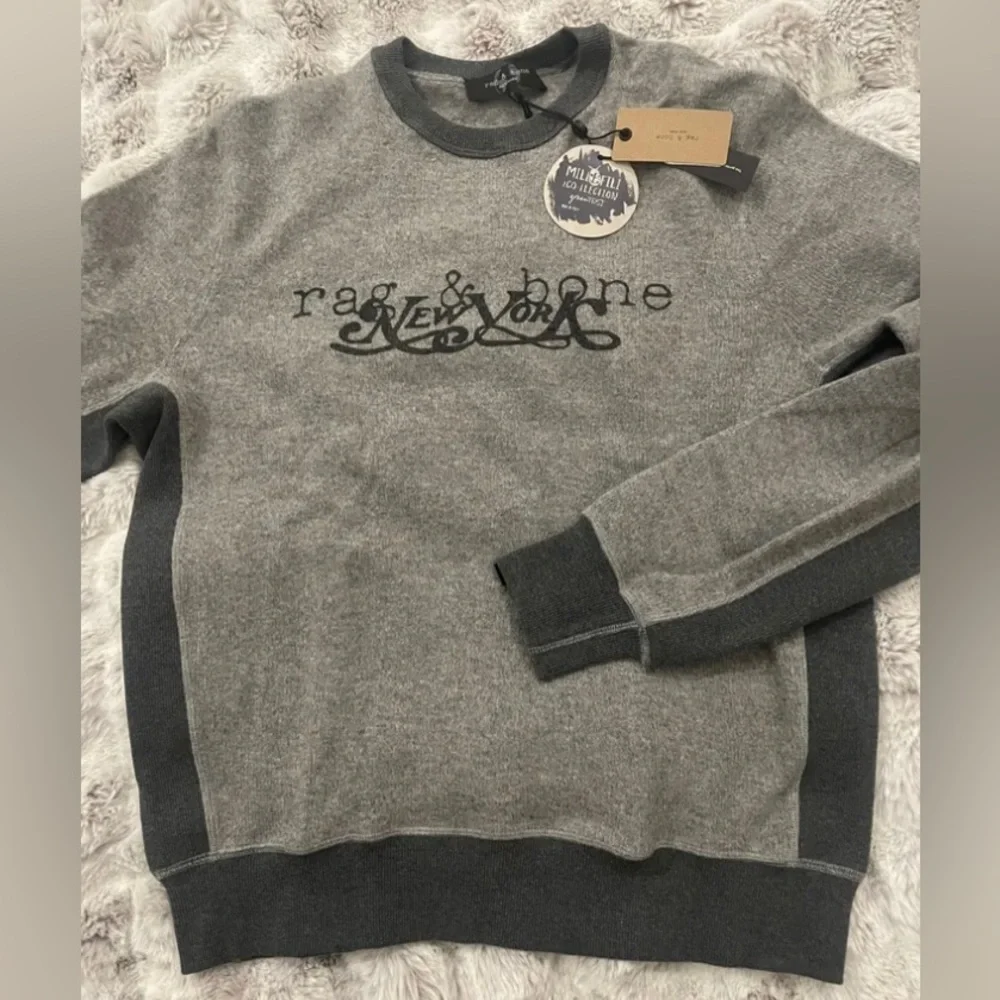 Rag & Bone Men's Gray New York Printed Wool Sweater Sz M - Picture 3 of 6